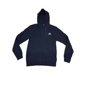 Adidas Hoodie Mens Small Navy Blue Pullover Sweatshirt Pocket Logo